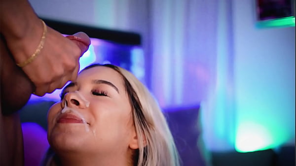 Latina webcamer slut sucks her stepbrother's cock live and gets her face covered with hot cum 