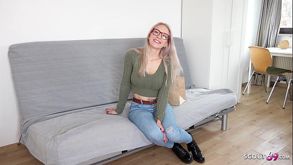 GERMAN SCOUT - Skinny German Teen with Big Boobs seduce to Sex at Model Job