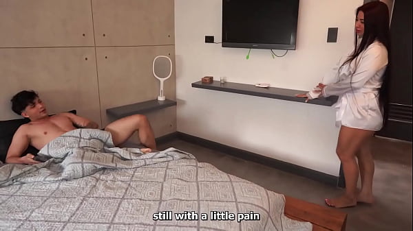 Busty stepmom helps her stepson recover with a special massage