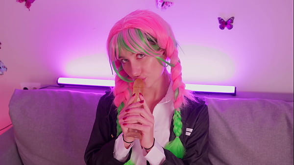 My hot new video as Mitsuri Kanroji is here. Ready to see oil show, whip play, dildo sucking and pussy fucking?