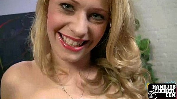 Hot blonde chick gives handjob