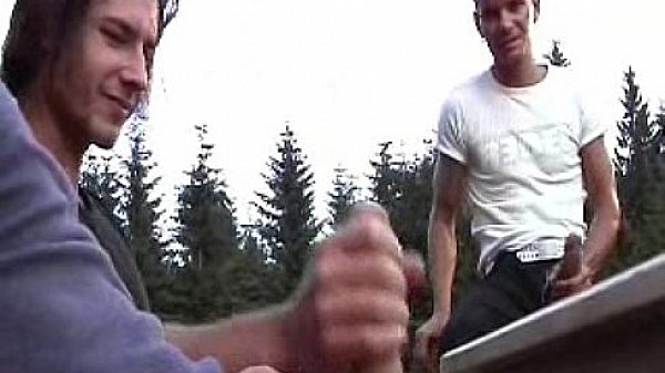 3 guys having barebackfun outdoors