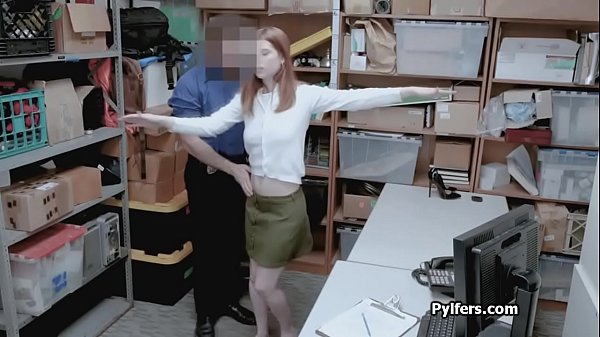 Cute pilfer sucks the security guards hard cock