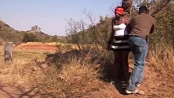 t. African slut outdoors tied up big tits