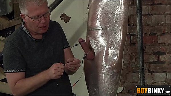 Cameron James getting wrapped in plastic and a hot handjob