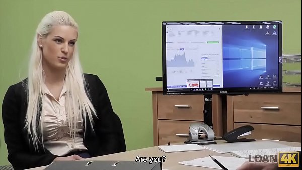 LOAN4K. Towheaded miss needs money so why blows and rides dick