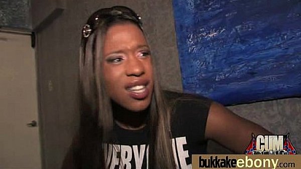 Ebony gets group cumshots 14