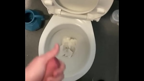 Work was so busy and hot  a wank and cumshot in the work restroom