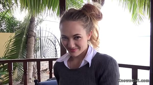 Brunette girlfriend sucks balls and big cock to bf