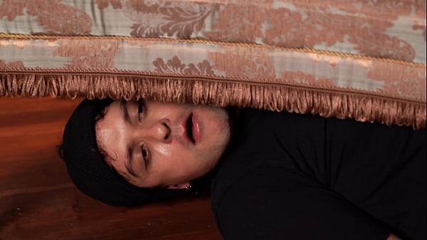 The burglar was caught by the sexy landlady. Had to make a deal...