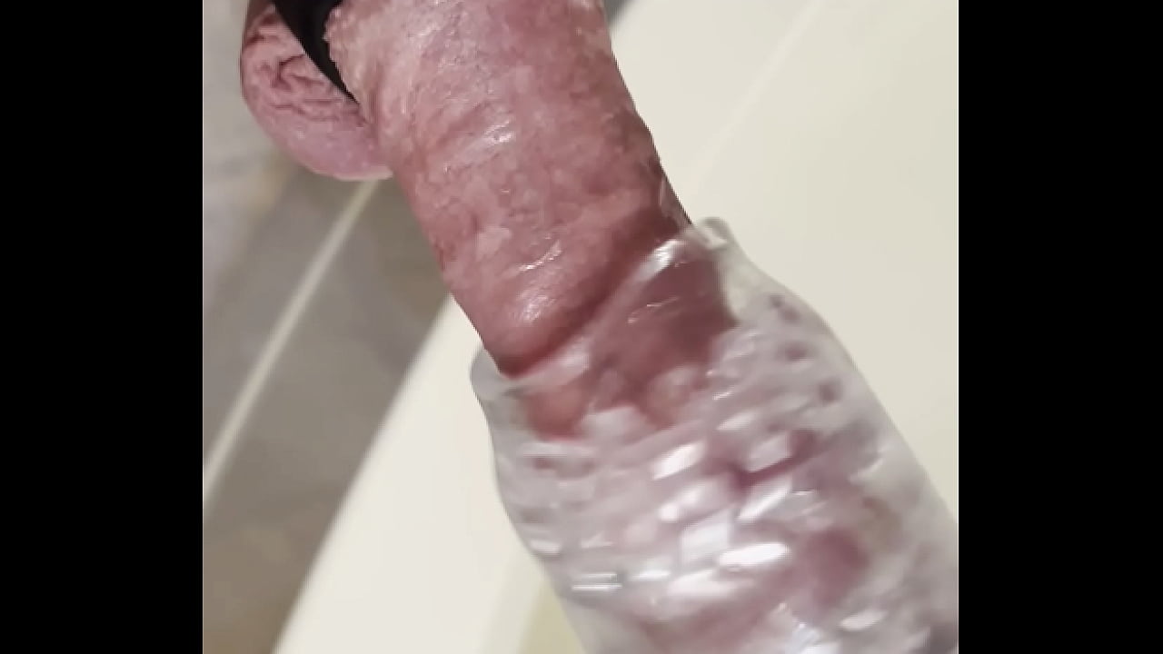 Using New Tulip Auto Stroker While Wearing Fishnets Blowjob POV And Cumshot Finish