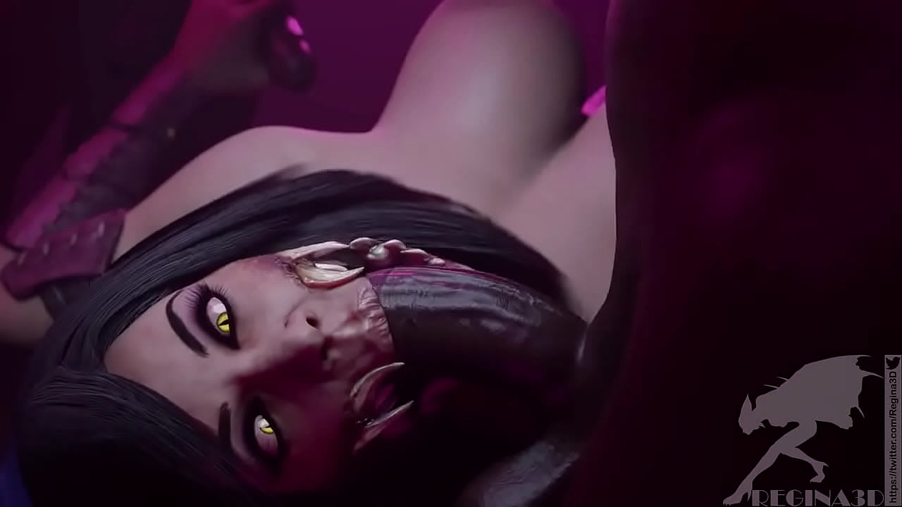 Mileena sucking cock with her fangs