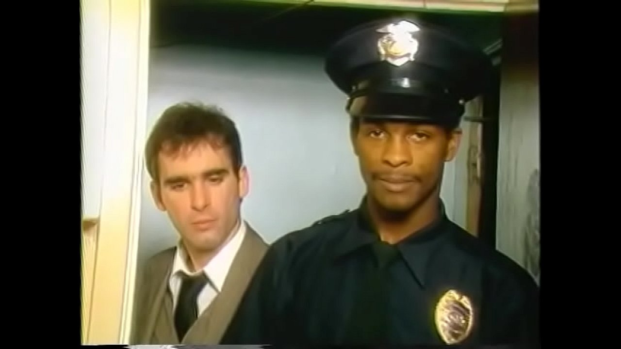 White twink inhales black nightstick on the stairs as gay man looks on