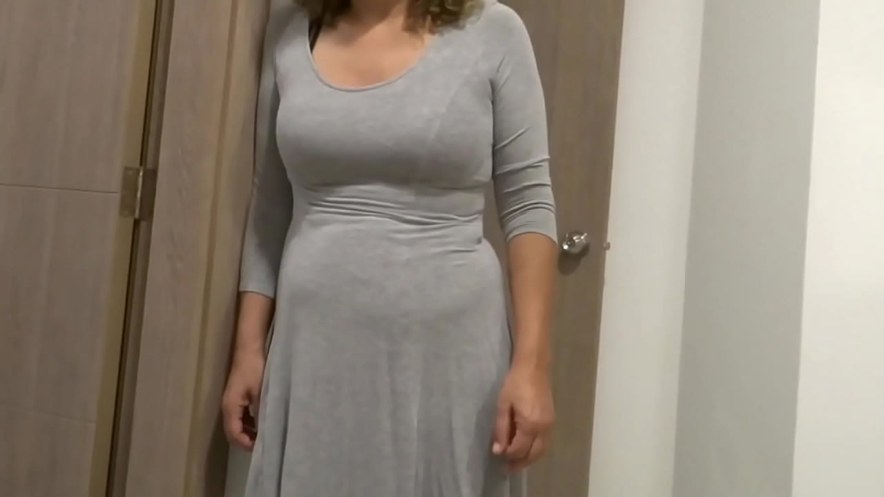 Beautiful stepmother gets dressed and undressed, I record her, I masturbate and I cum full