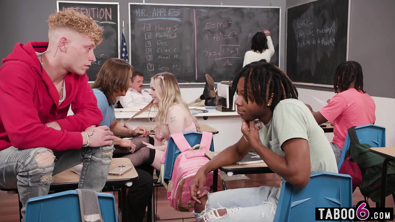 Tiny student gets gangbang fucked during detention and loves it dearly