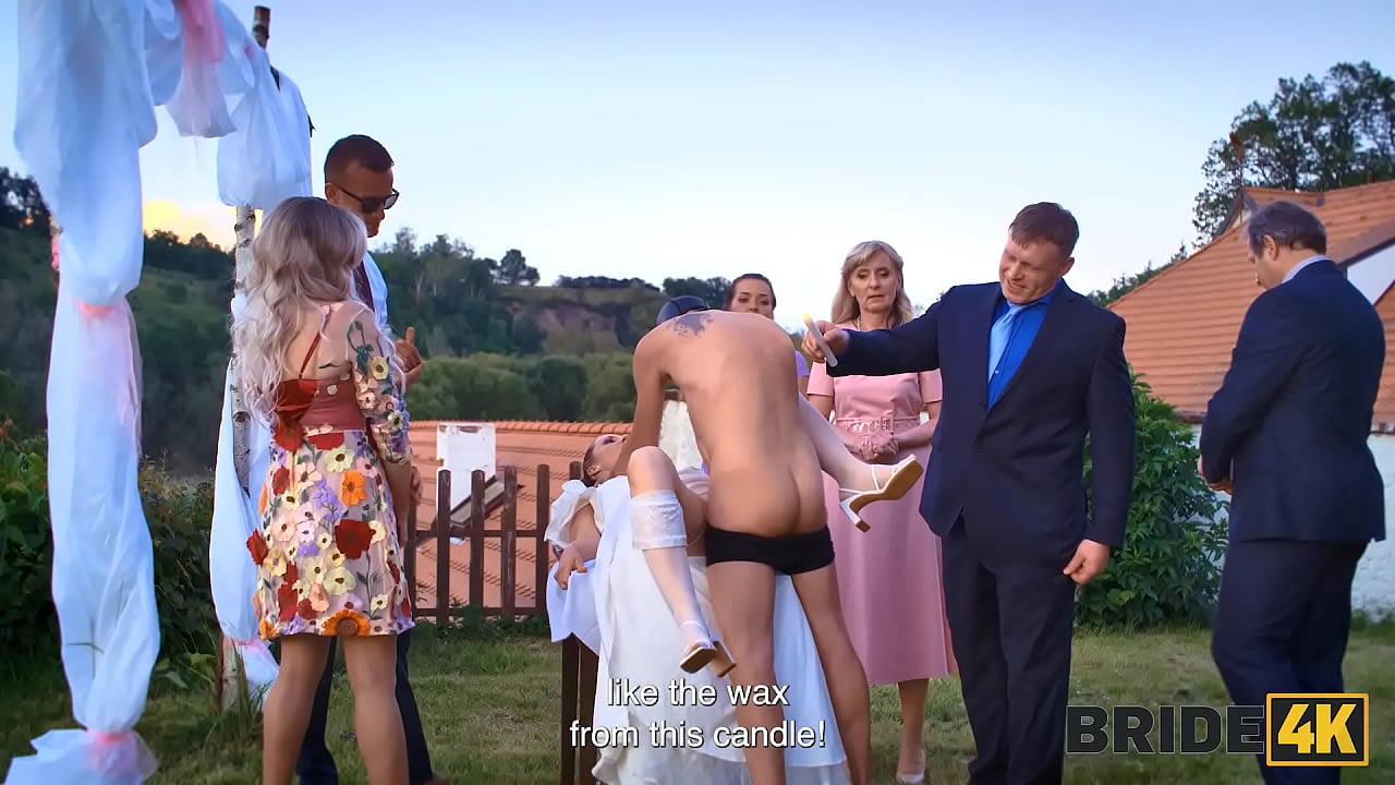 BRIDE4K. Wedding sex and shy bride with nice tits. Hot sex with Andrea & Falco White