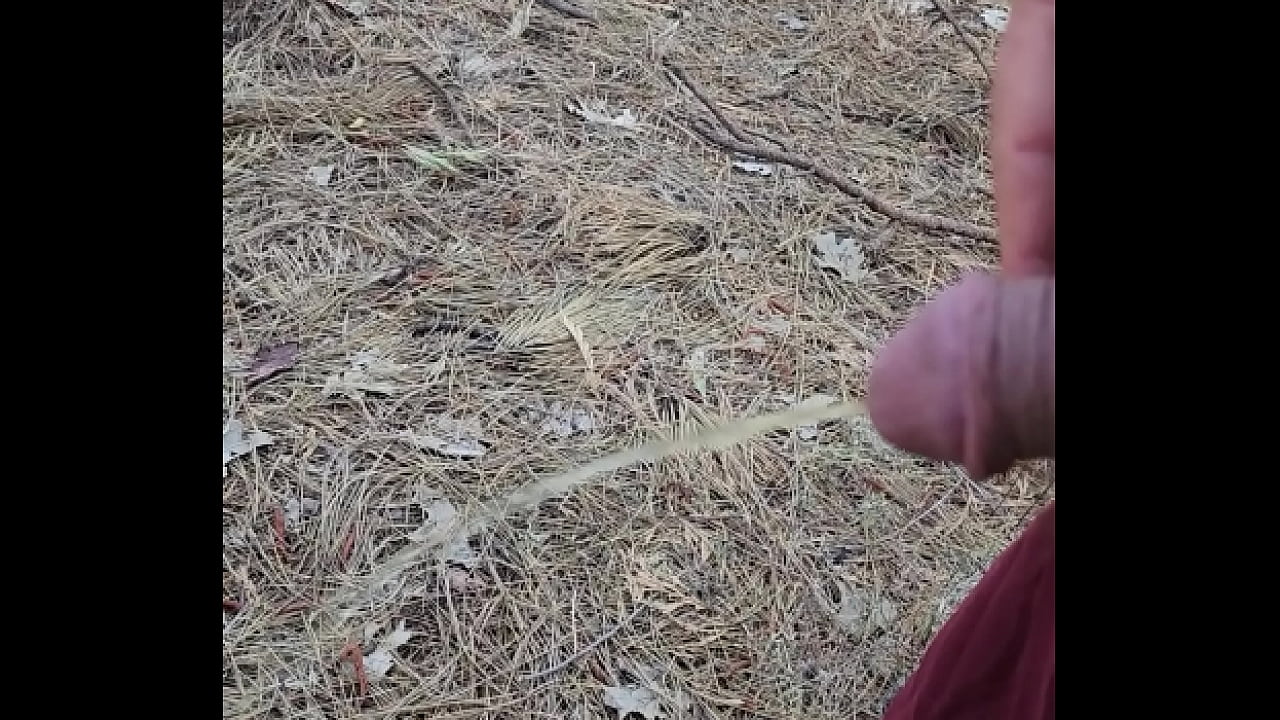 Straight piss in woods