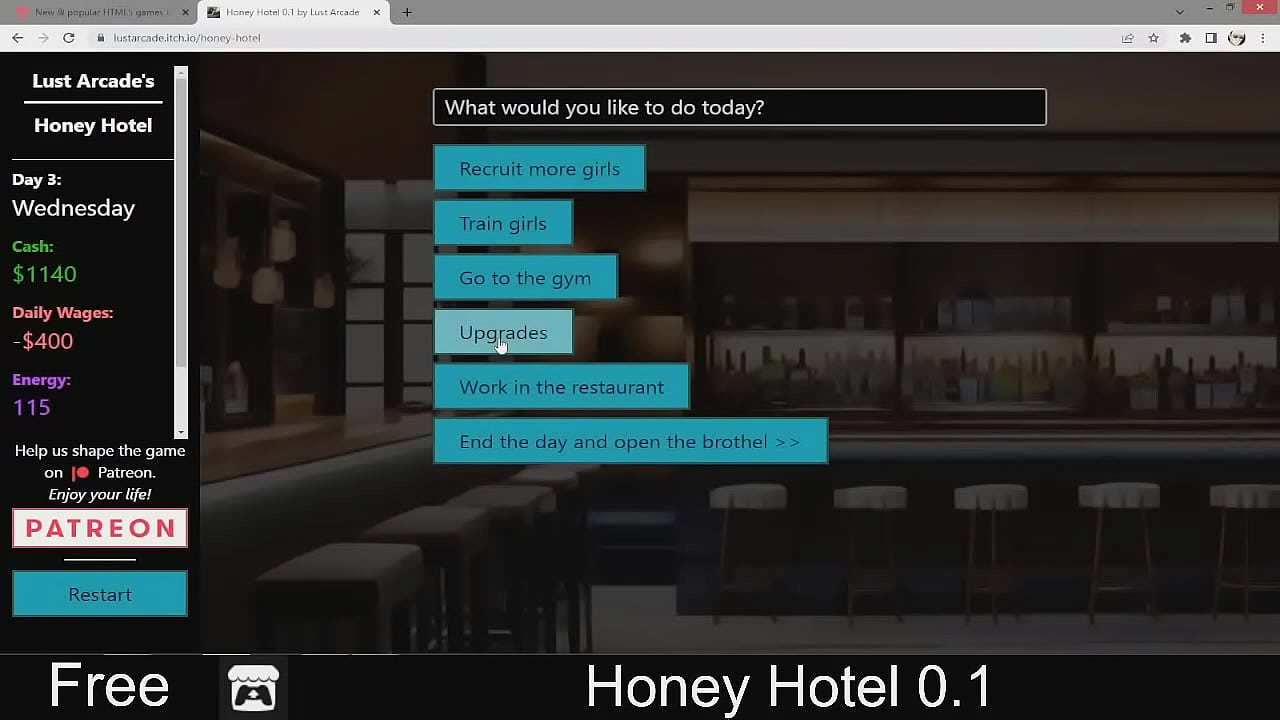 Honey Hotel (free game itchio)Visual Novel