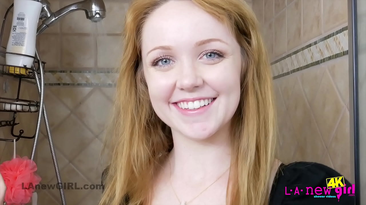 Gorgeous blonde girl strips and takes sexy Shower in 4K