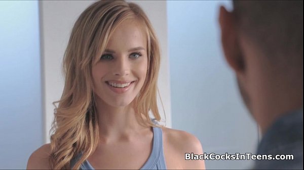 Pretty blonde sucking black dick