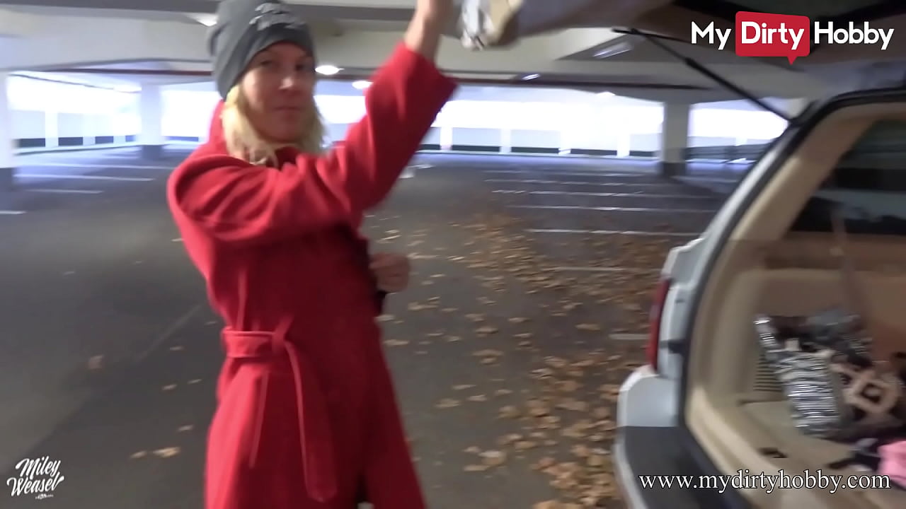 MyDirtyHobby - German amateur blonde babe sucks a cock at a public parking lot and gets a cumshot on her beautiful tits after a nice fuck