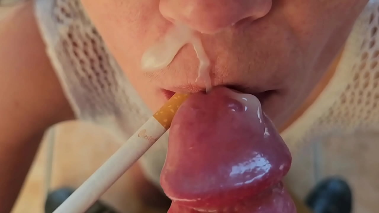 MILF Carmen Varta Sucks Dick and Smoking Cigarette with Cum in Mouth