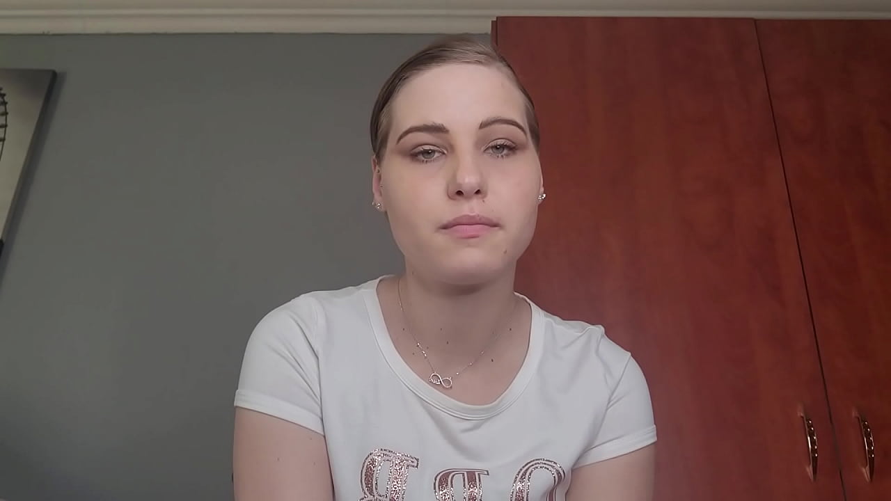 Femdom brunette instructing all male subs to hold their dick and lick their own cum whenever it leaks out