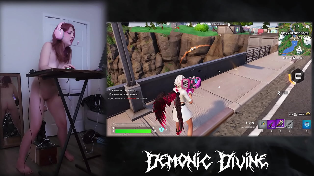 Gamer Gooner Girl Plays Fortnite with Fuck Machine Part 1