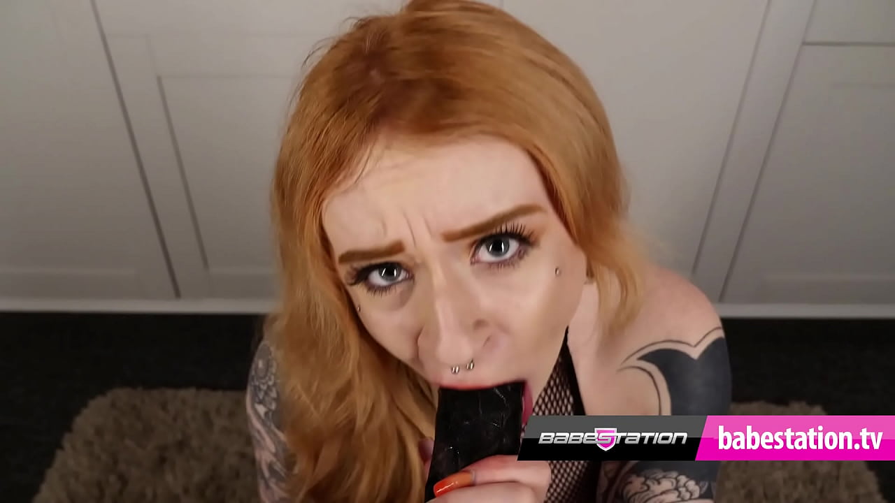 British redhead Azura Alii give messy gagging dildo blowjob