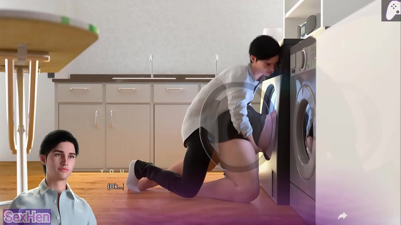 Stepmom asks for my help but I take out my big dick and masturbate cumming on big ass | Hentai Game P1