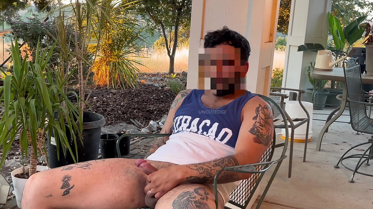 Soaked in Piss While Stroking Outside After Gardening &ndash; Big Uncut Dick Preview