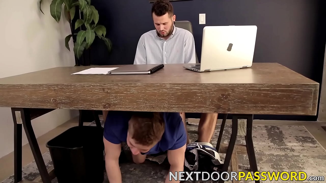 As they two were fucking under the table another guy came in and caught them in action. Little did they know that he also enjoys having gay bareback sex.