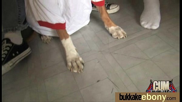 Huge cocks cover their black face in cum 15