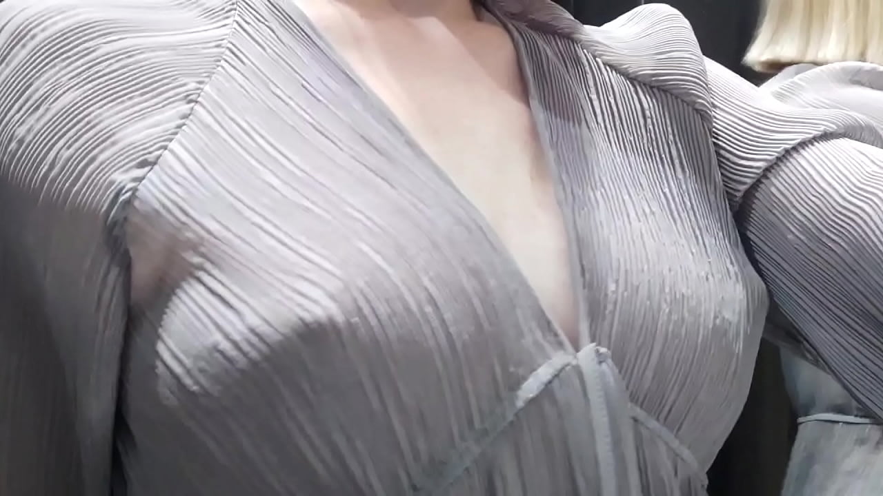 No Panties Try-On &ndash; Curvy Blonde in Sheer Lingerie Behind the Curtain