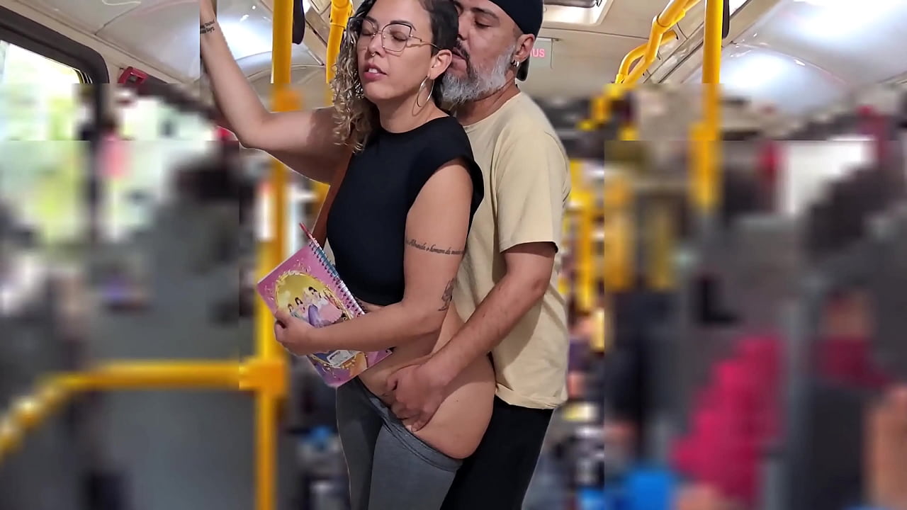 Slutty Student Gets Cumshot in Public on the Bus