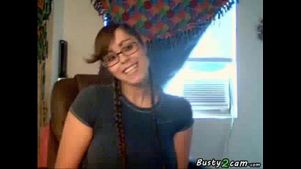 Brunette teen masturbates showing her huge tits