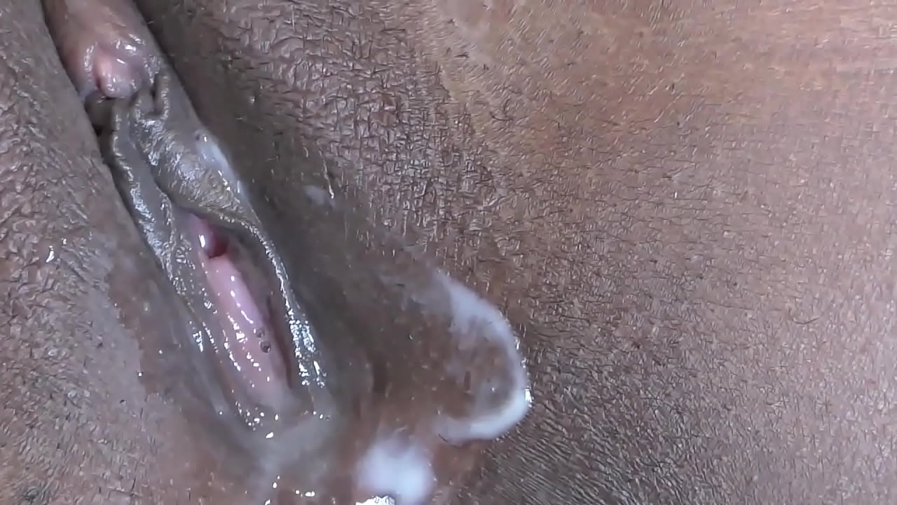 Black shaved vagina fucked and cum inside