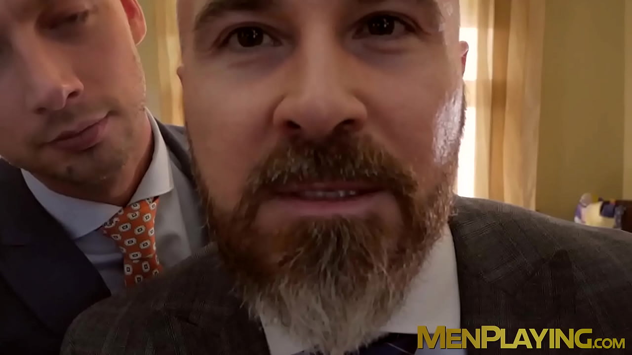 Businessmen in suits enjoy rough anal