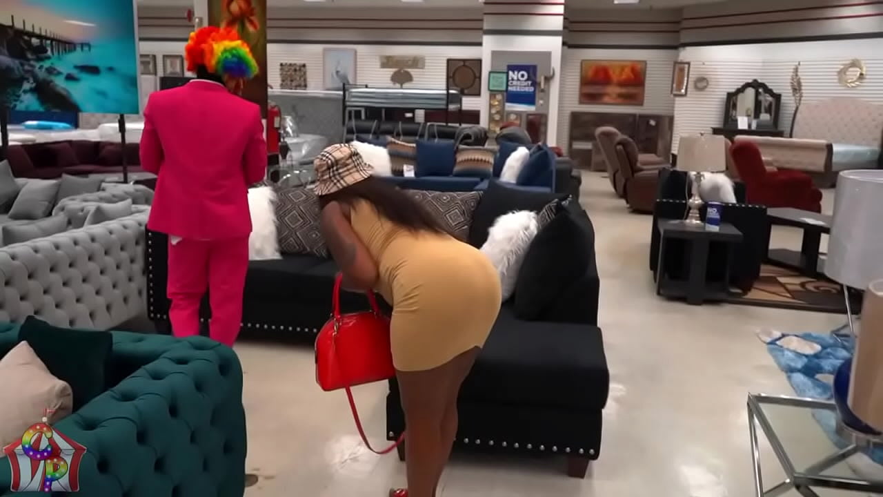 Gibby the clown smashes ebony whore inside a store