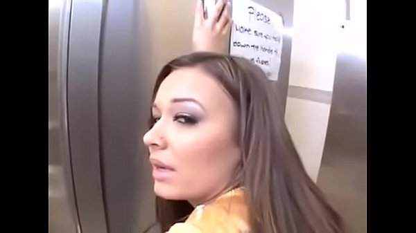 Public bathroom sex with hot brunette