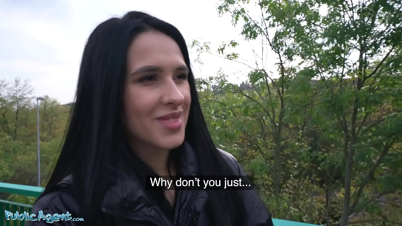 Public Agent Black haired Babe Flashes Her Great Tits for Cash