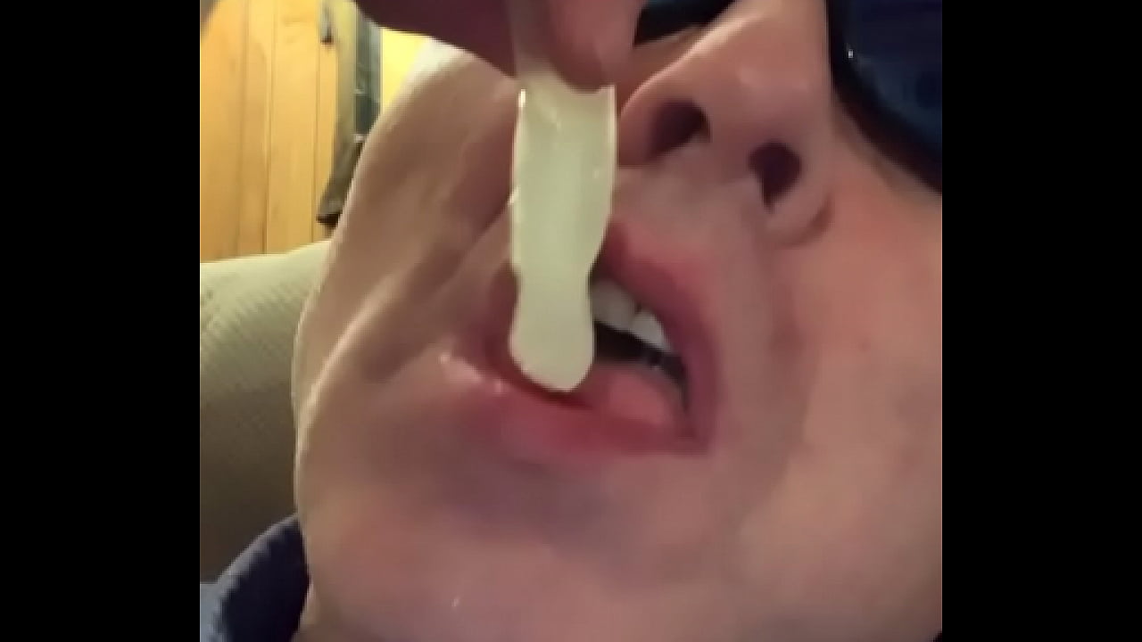 Sucking a condom load!