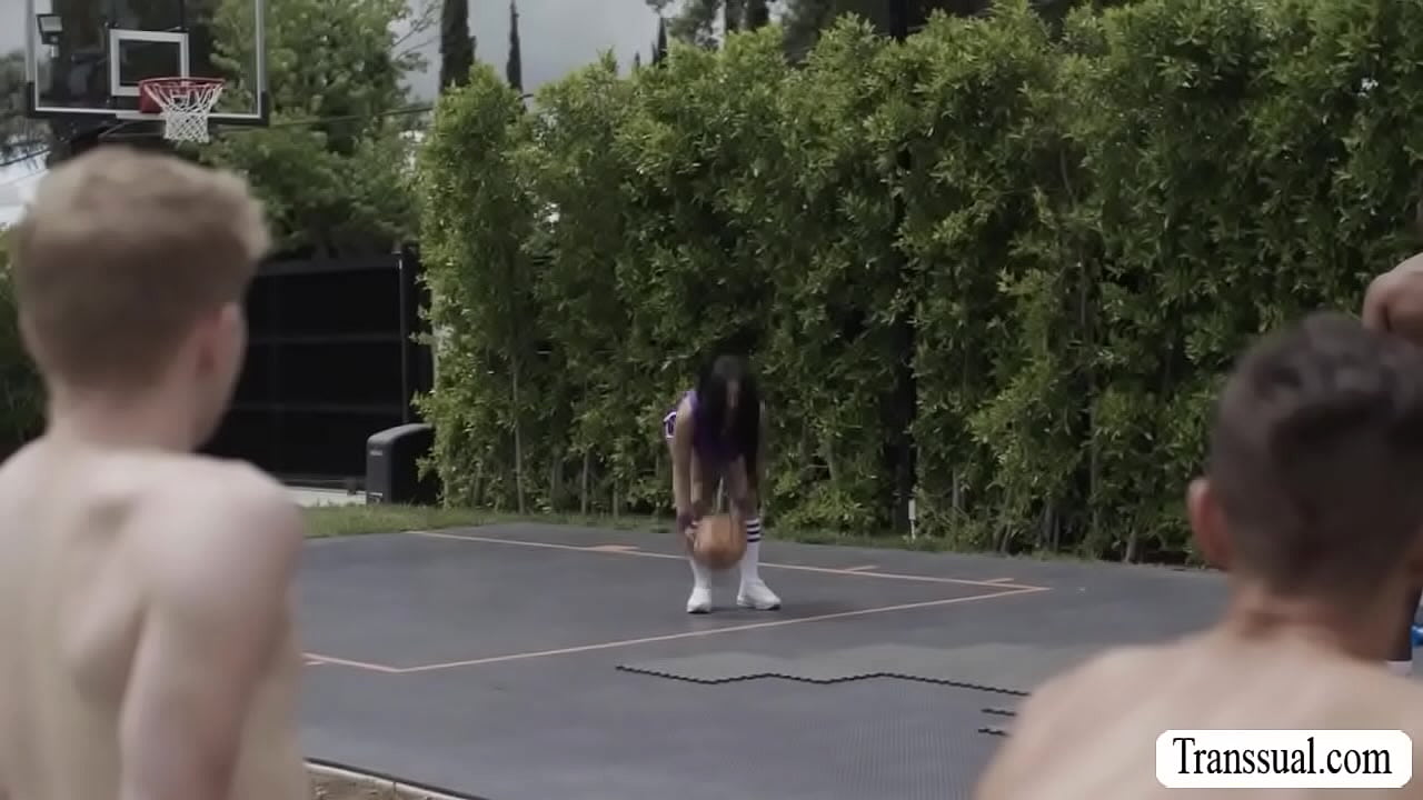 Adorable TS interrupts the guys playing basketball in the court by sucking their hard big cocks passionately.After that,she lets them lick her ass and suck her sheock before they bareback fuck it so deep and hard.