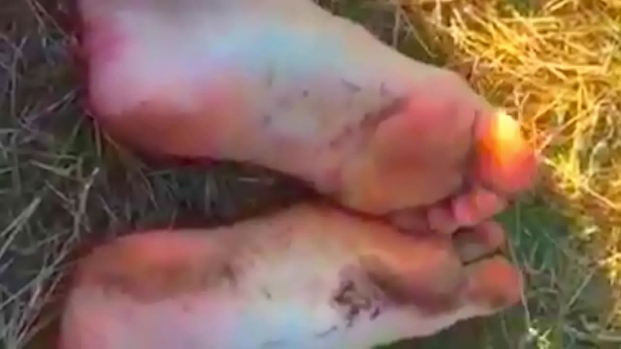 Foot Fetish Video, Rubbing Feet in Mud Outdoors