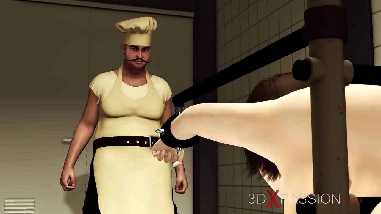 A hot busty girl with many boobs in cuffs has a wild sex many times