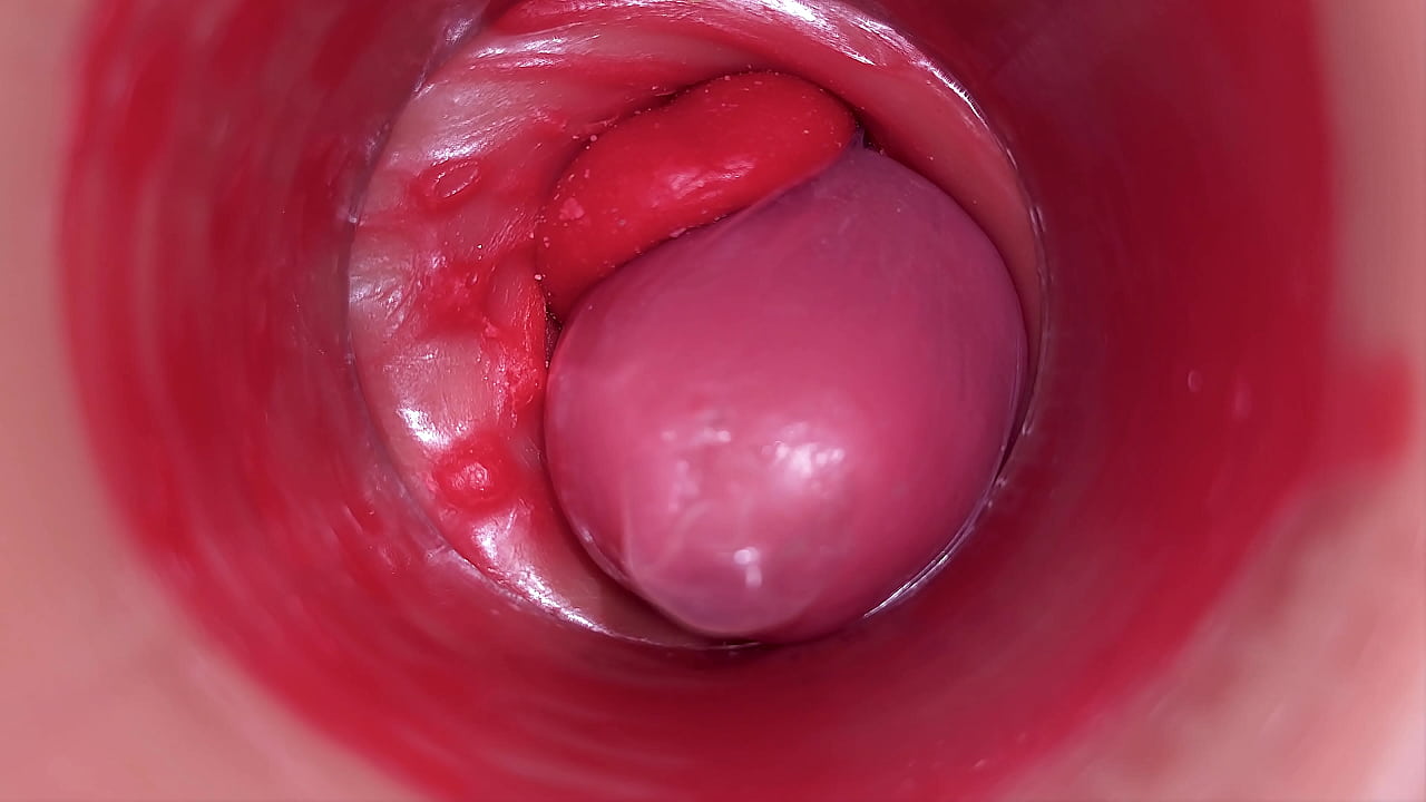Inside a Camgirl Cervix POV Camera in Vagina with big dick toy