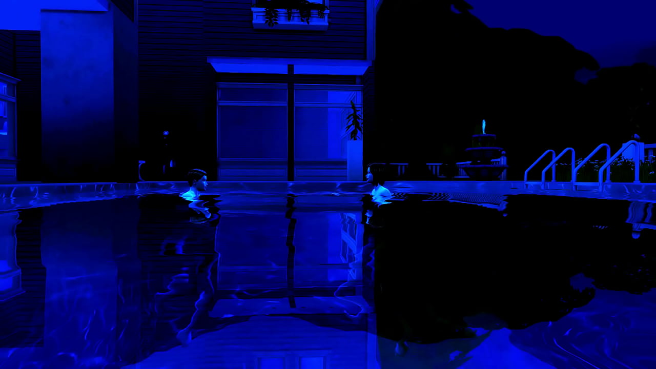 Stepmom swims naked with her son and then strokes his cock