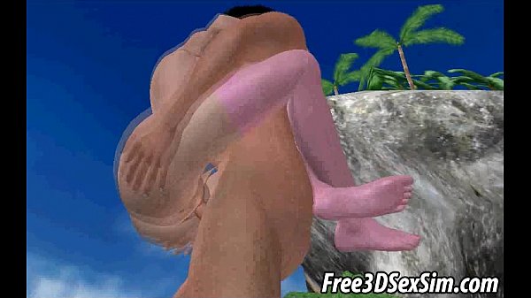 Hot 3D blonde babe getting fucked on the beach