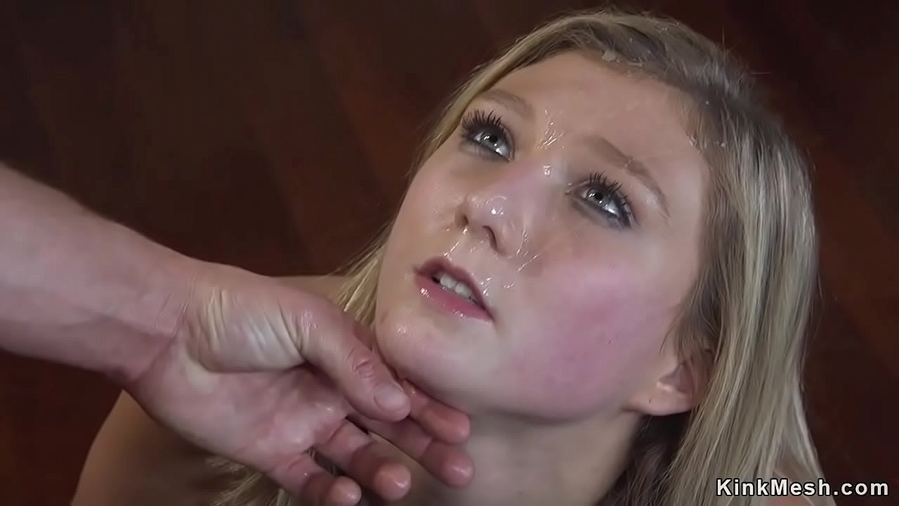 Hot ass blonde prisoner takes tight rope bondage and anal fuck till face covered in hot jizz