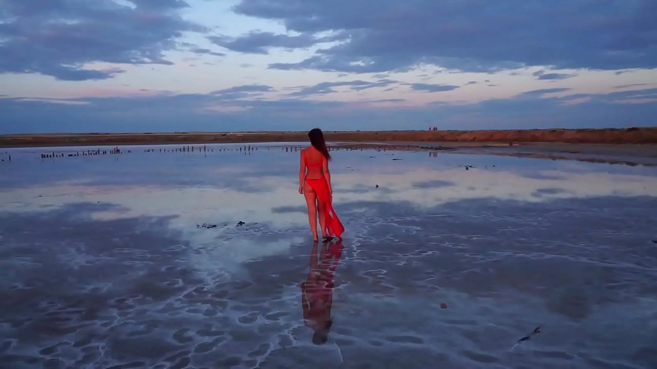 Pink Sunset and Mature Woman